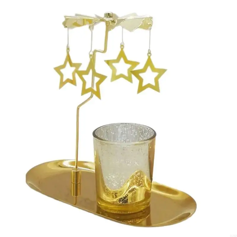 62KD Automatic Spinnings Holder Rotating Candlestick for Couples and Family Seekings Elegances Metal Small Gift