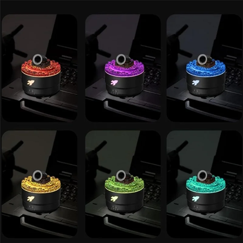 

A19F-2PCS Мини-пушечный увлажнитель, аромадиффузор с 2 режимами, 7 цветов, светодиодный раздер и регулируемыми настройками, турельный увлажнитель B