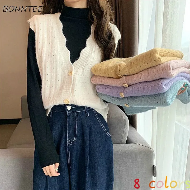 Sweater Vest Women Sleeveless Single Breasted Cropped Elasticity Basic Teenagers Popular Mujer 2020 Fashion All-match Adult Fall