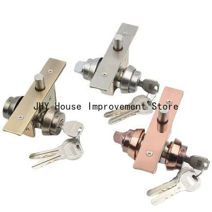 Metal Glass Framed Door Lock Floor Spring Invisible Door Lock Store and Office Door Locks, Hardware Accessories with Key