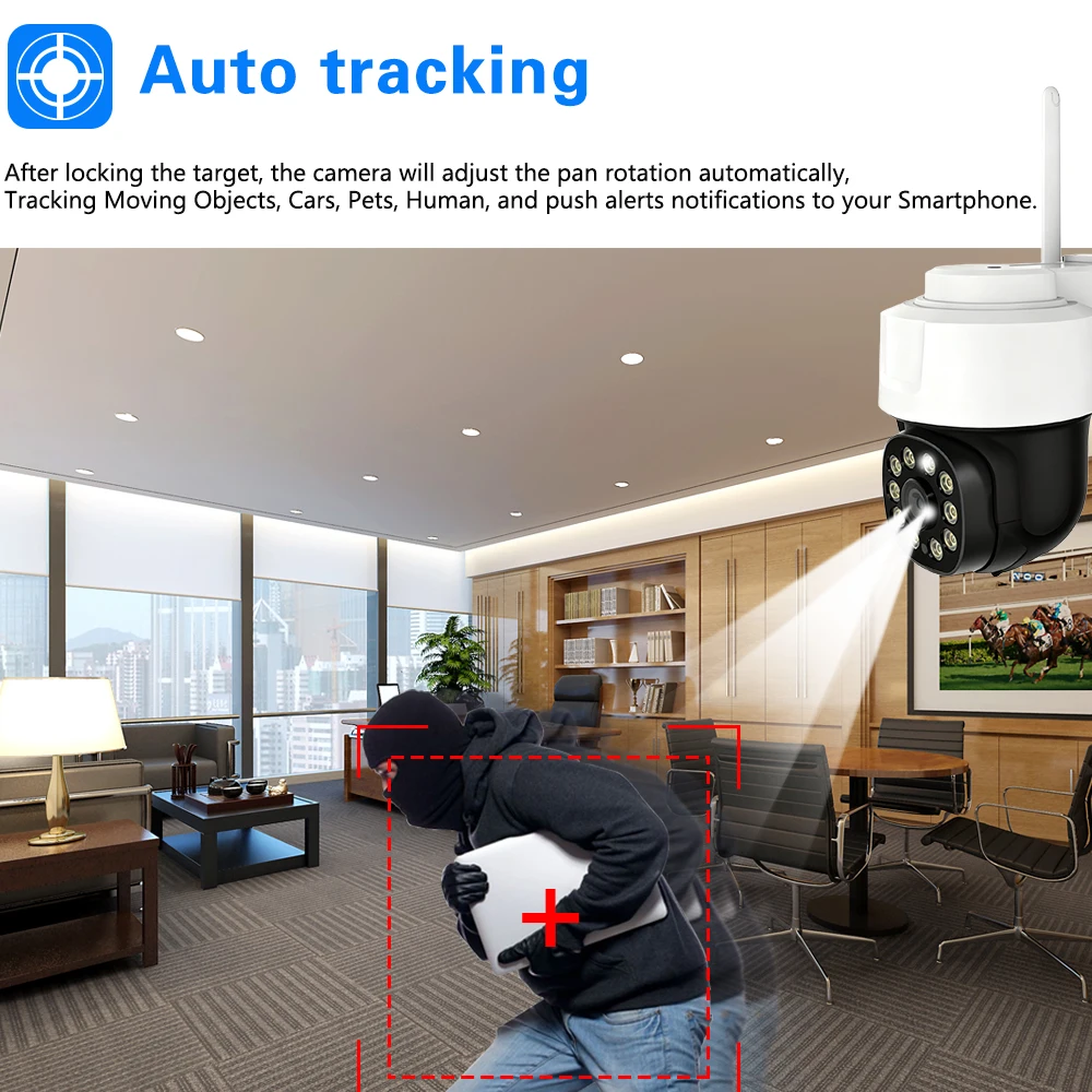 5MP Surveillance WIFI Camera Outdoor&Indoor Color Night Vision Tuya app Smart Home Remote Access PTZ Control Security IP Camera