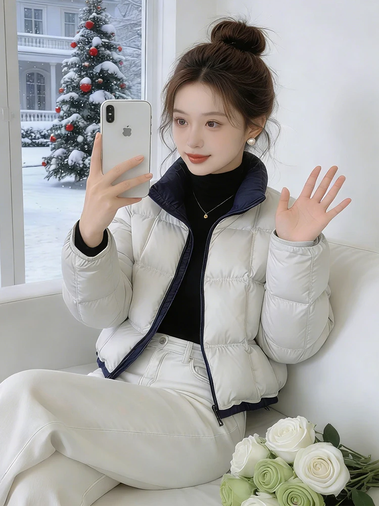 

Winter Thiened Fce Warm Cotton Jaet Women's Faion Commute ort down Cotton Coat Korean Sle Loose Fit Polyester Fiber