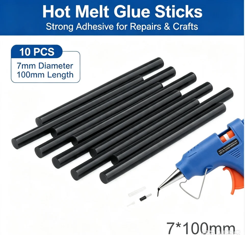 5pcs 10pcs Black Hot Melt Glue Sticks 7mmx100mm Adhesive Home DIY Tools for Hot Melt Glue Gun Craft Album Repair Glue Stick