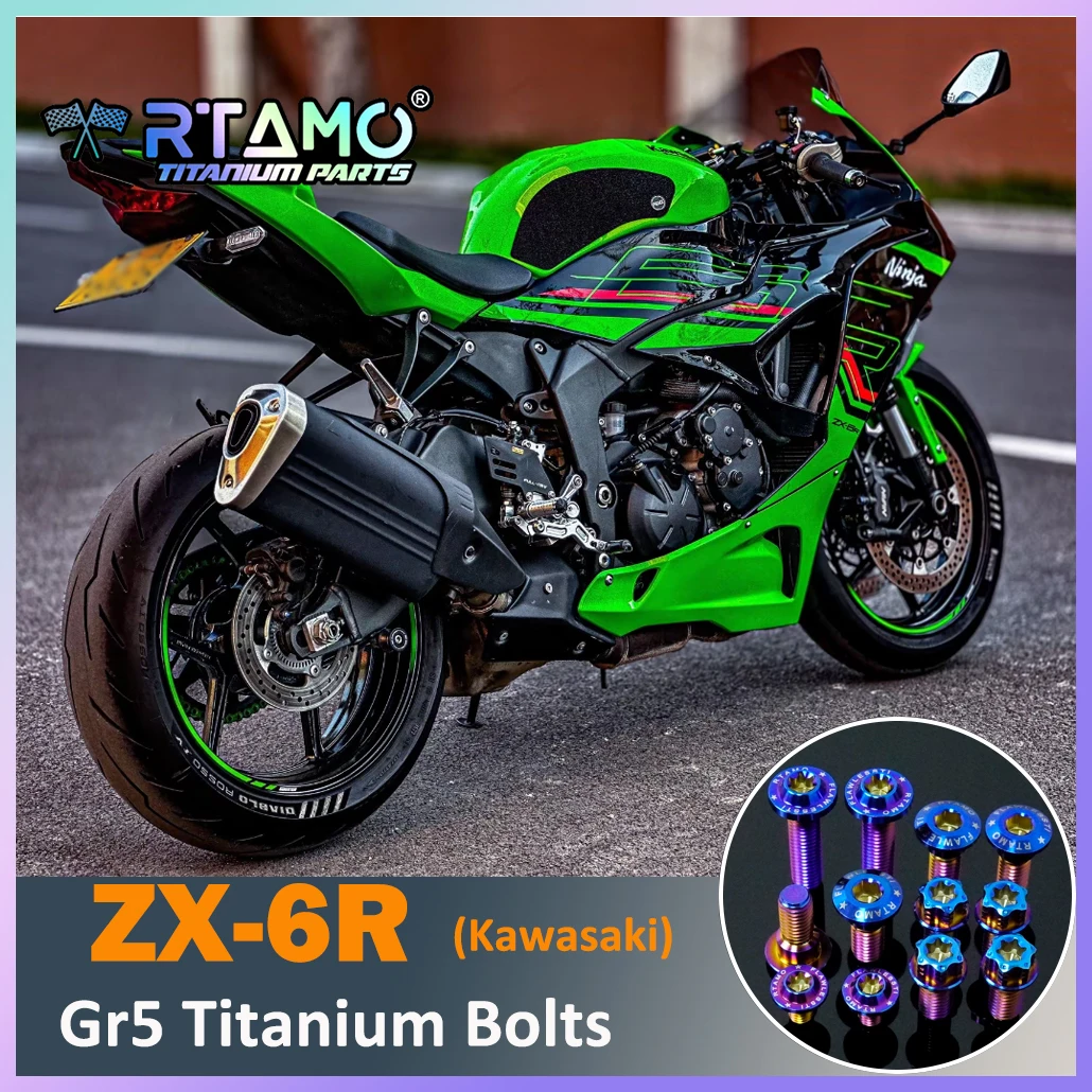 RTAMO Gr5 Titanium Bolts Spoiler Up Down Sprocket Cover Rear Frame Screw Fit for Kawasaki ZX-6R