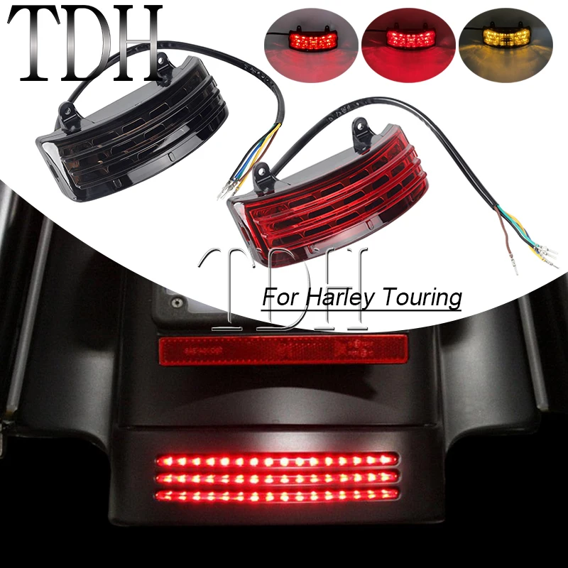 Motorcycle LED Tri-Bar Rear Fender Turn Signal Brake Lamp For Harley Touring Street Glide Road Glide FLHX FLTRX 96-13 Tail Light