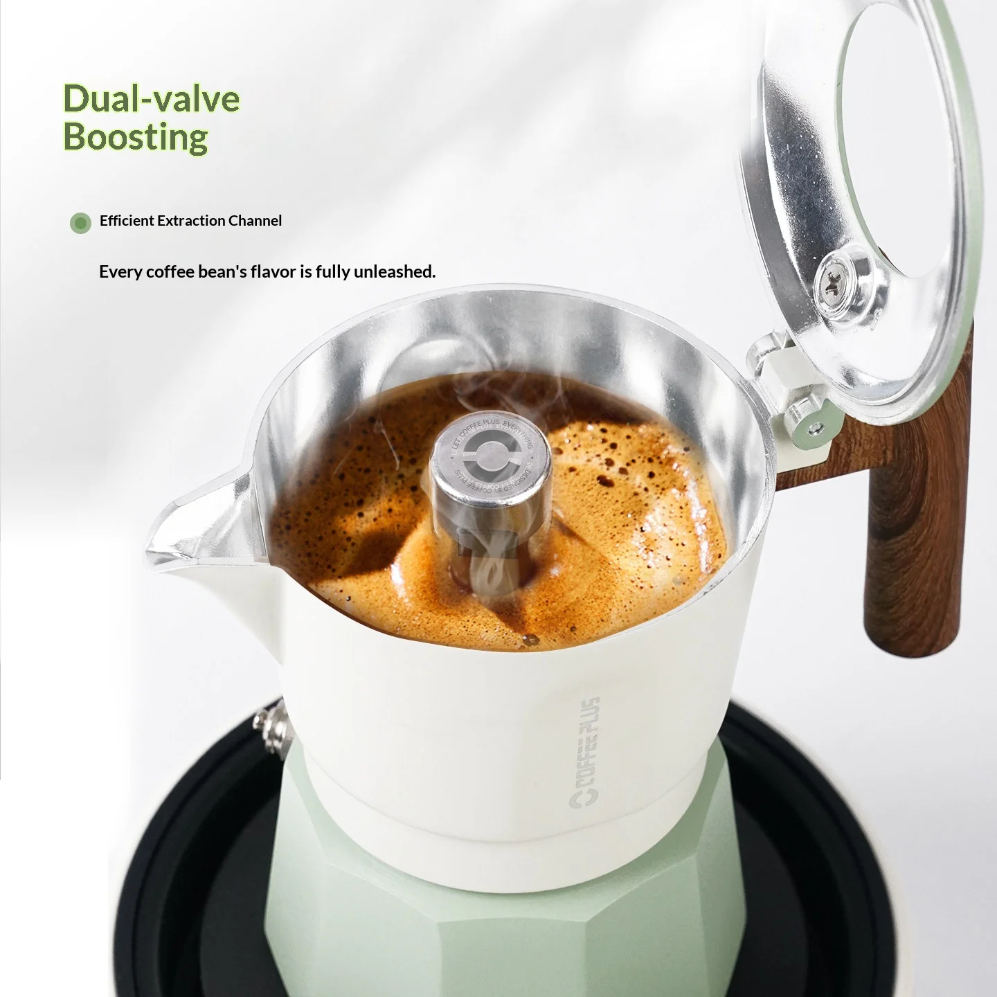Coffee Plus Double Valve Moka Pot Coffee Maker Home Small Espresso Extraction Coffee Machine For Daily Coffee Brewing