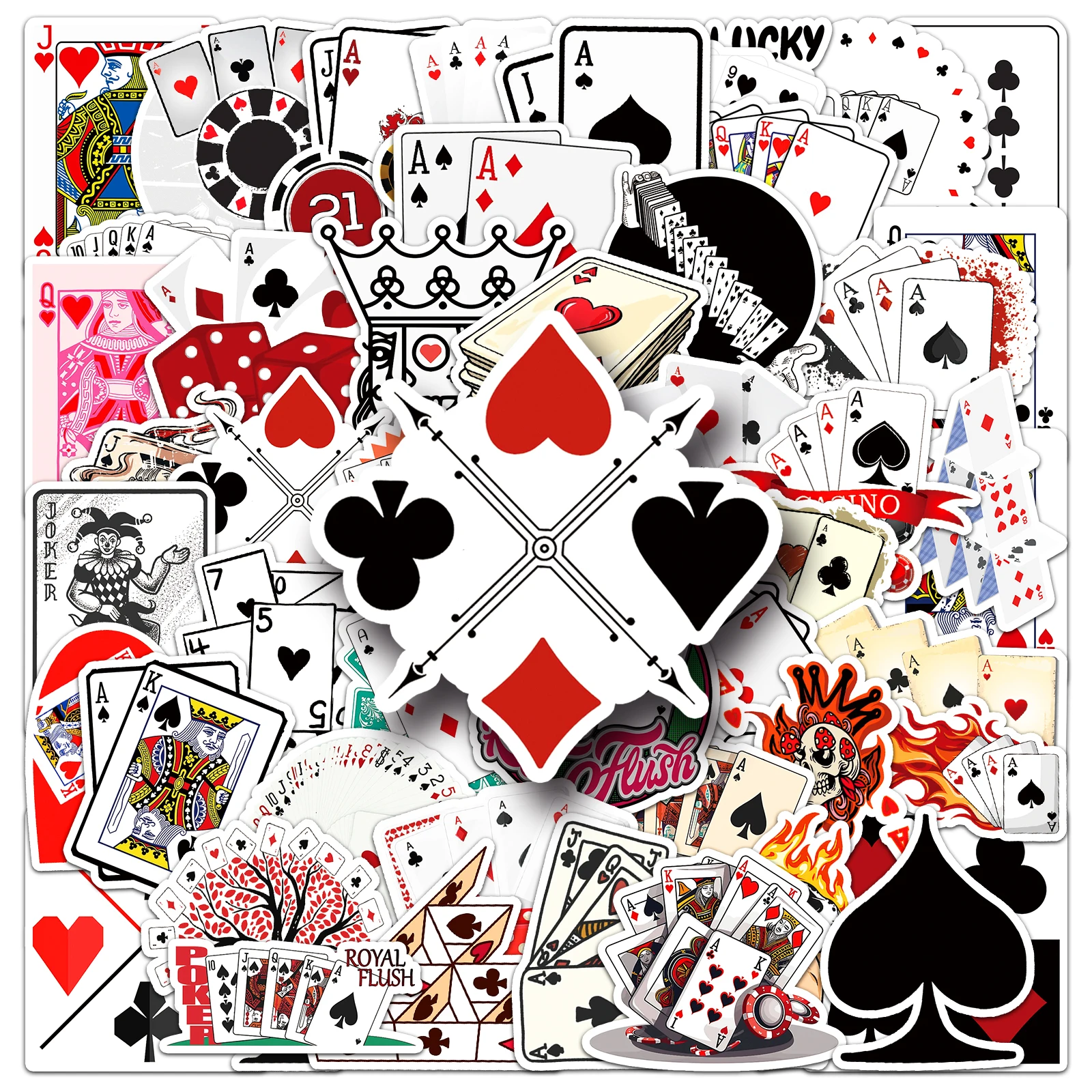 50Pcs Poker Series Cartoon Cute Waterproof Sticker Skateboarding Snowboard Retro Vinyl home decal Sticker