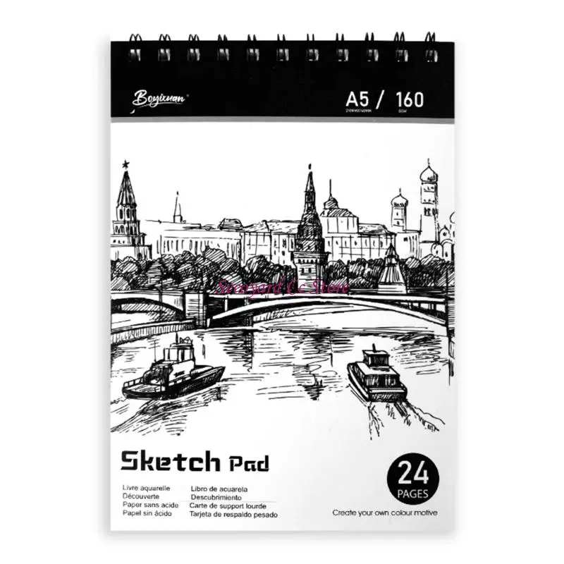 N3UC Artist Sketch Book 24 Pages Twin Coil Binding Drawing Pad For Doodling Drawing