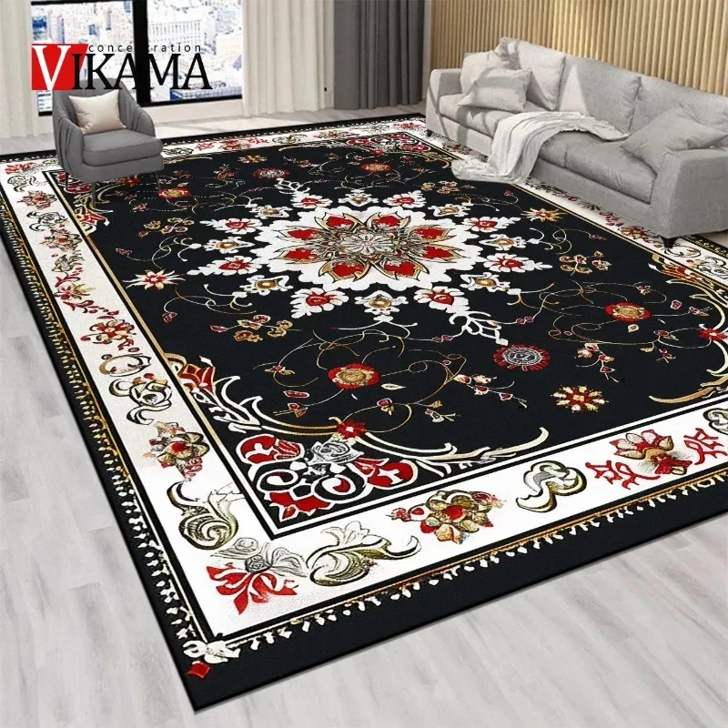 VIKAMA Persian Luxury Crystal Velvet Red Carpet Living Room Large Size Rug Non-slip Home Decoration Bedroom Lounge Rug