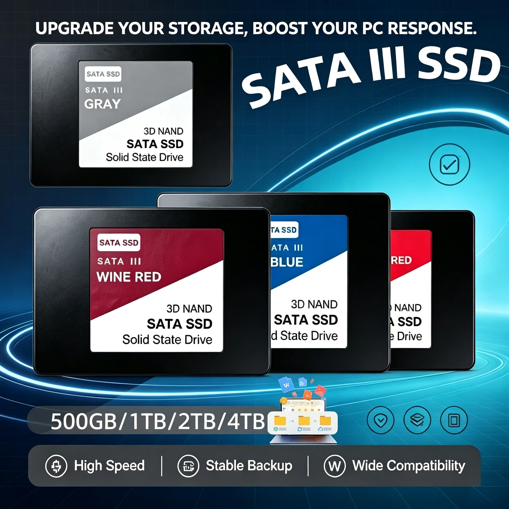 SSD Solid State Drive 1TB 2TB 4TB Ultra Speed SSD Hard Drive SATA III 25 Inch Inside SSD Drive TLC 550MB/s for Notebook Desktop