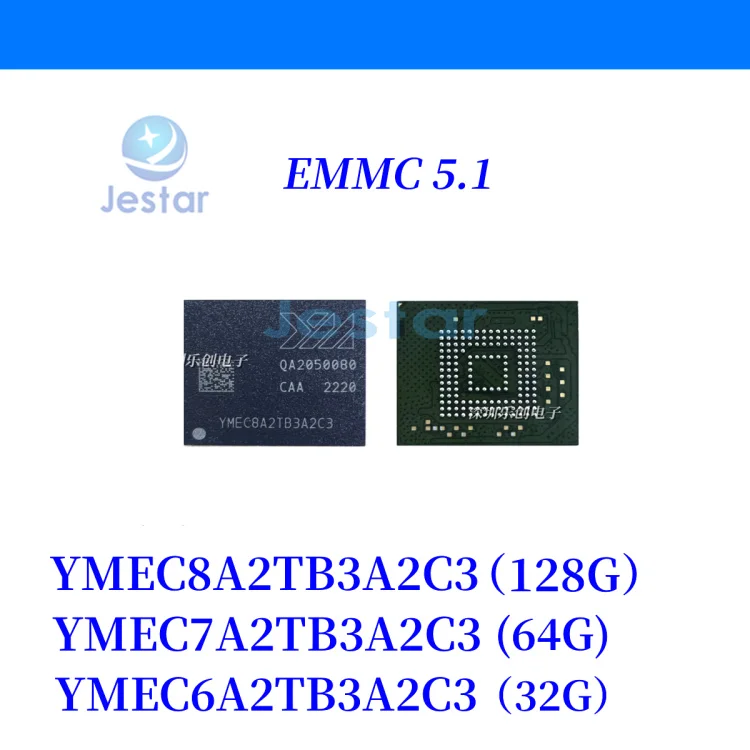 YMEC6A2TB1A2C3 32G YMEC7A2TB1A2C3 64G YMEC8A2TB1A2C3 128G EMMC 5.1 BGA153 Chipset