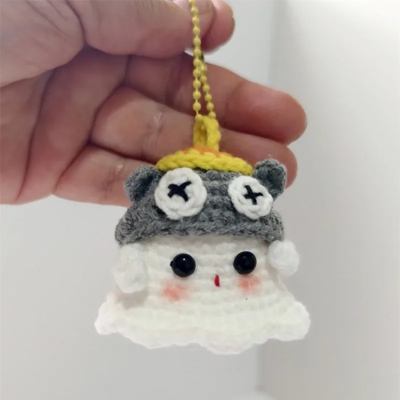 Petit Fantôme Tissé à la Main, Couple Mignon, Porte-clés, Sac Pendentif Voiture, Cadeau Animaux en Peluche, Jouets, 1 Pièce