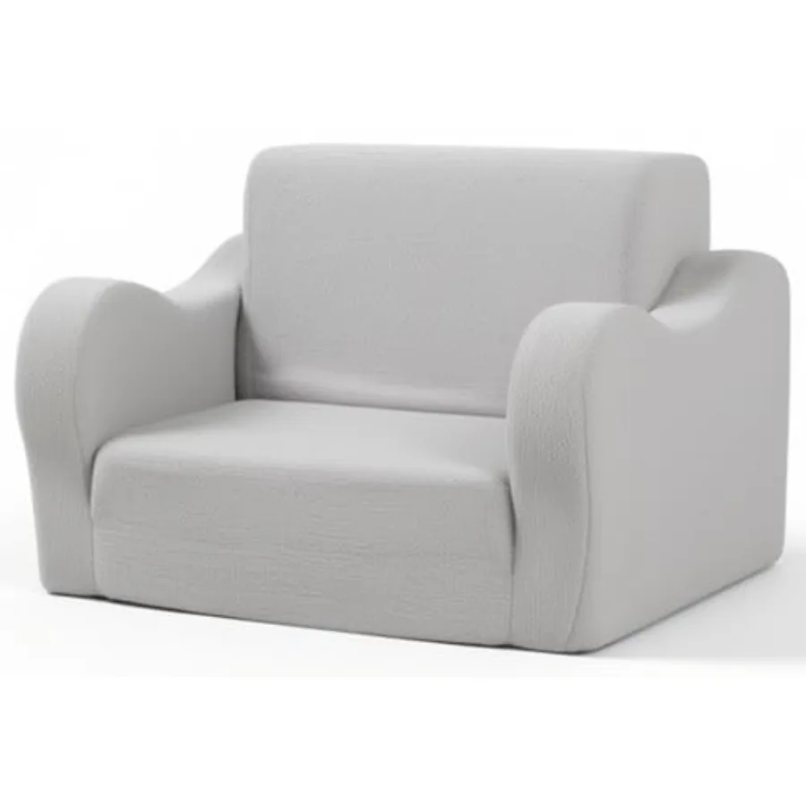 

Comfy Toddler Chair, 2-in-1 Toddler Couch Fold Out, Convertible Sherpa Sofa to Lounger for Boys and Girls