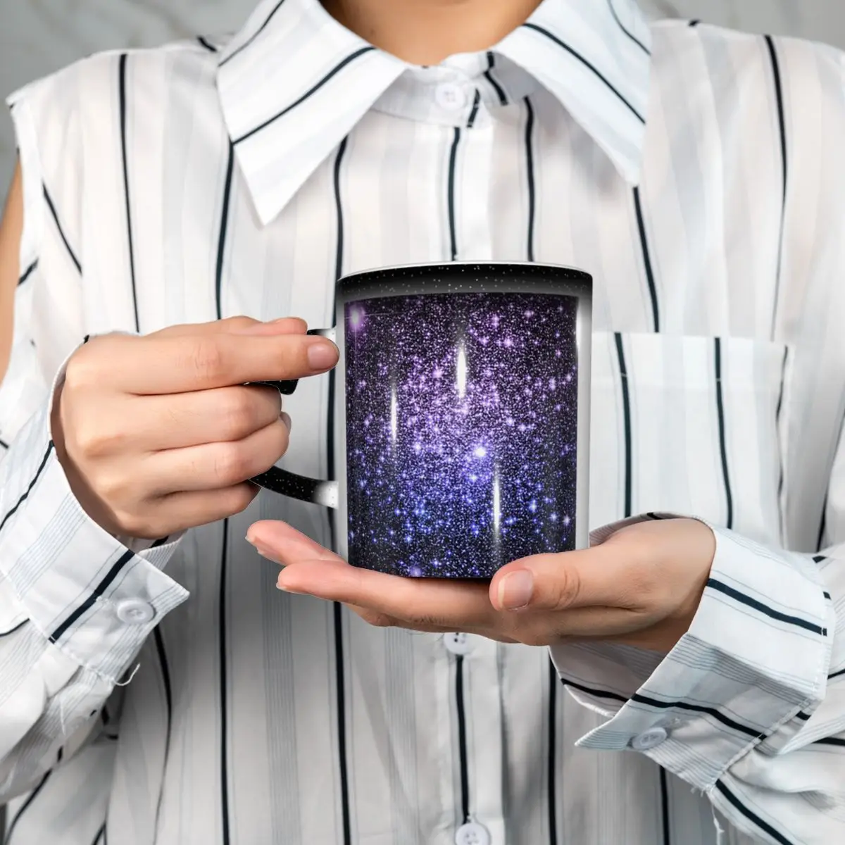

Galaxy Sparkle Stars Lavender Periwinkle Blue Ombre Mug Ceramic Coffee Cups Tea Mugs Milk Cup Drinkware Gifts for Woman Man
