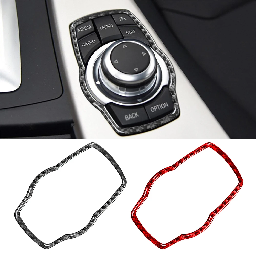 

For BMW F10 F20 F30 F34 F07 F25 F26 F15 F16 Carbon Fiber Car Multimedia Button Knob Frame Decoration Sticker Car Accessories