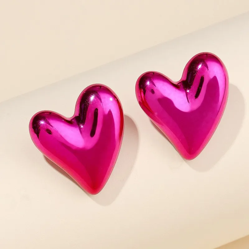 BEST SELLER Non-tarnish Glossy Heart Stud Earrings Valentine's Day Hypoallergenic Chunky Candy Color Heart Cabochon Stud Earring