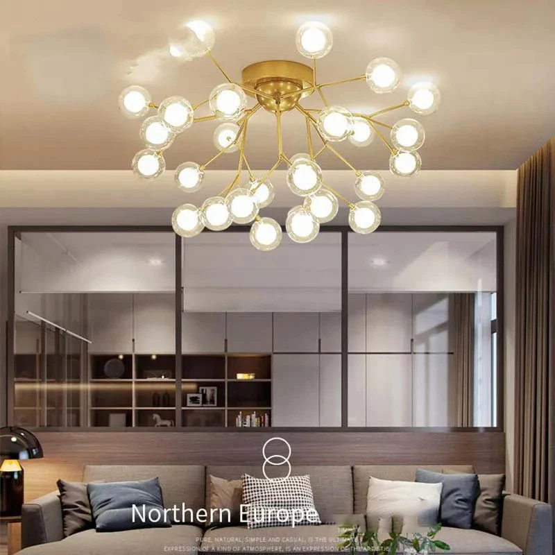 

Modern LED Ceiling Chandelier Living Room Lighting Bedroom Ceiling Light Creative Home Lighting Fixtures Glass lampshade G4