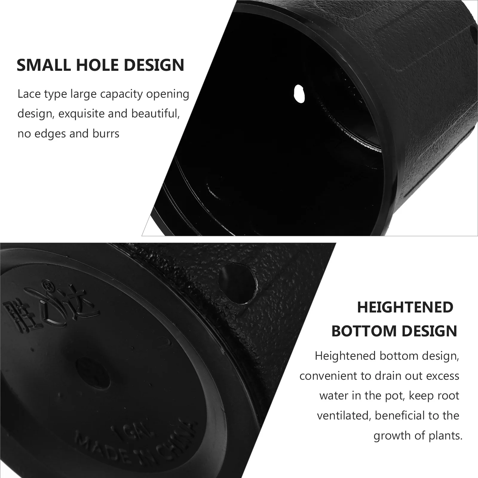 

10pcs Root Control Plastic Flower Pot 1 Gallon With Drainage Holes Lightweight Garden Planter For Indoor Outdoor Plants Black