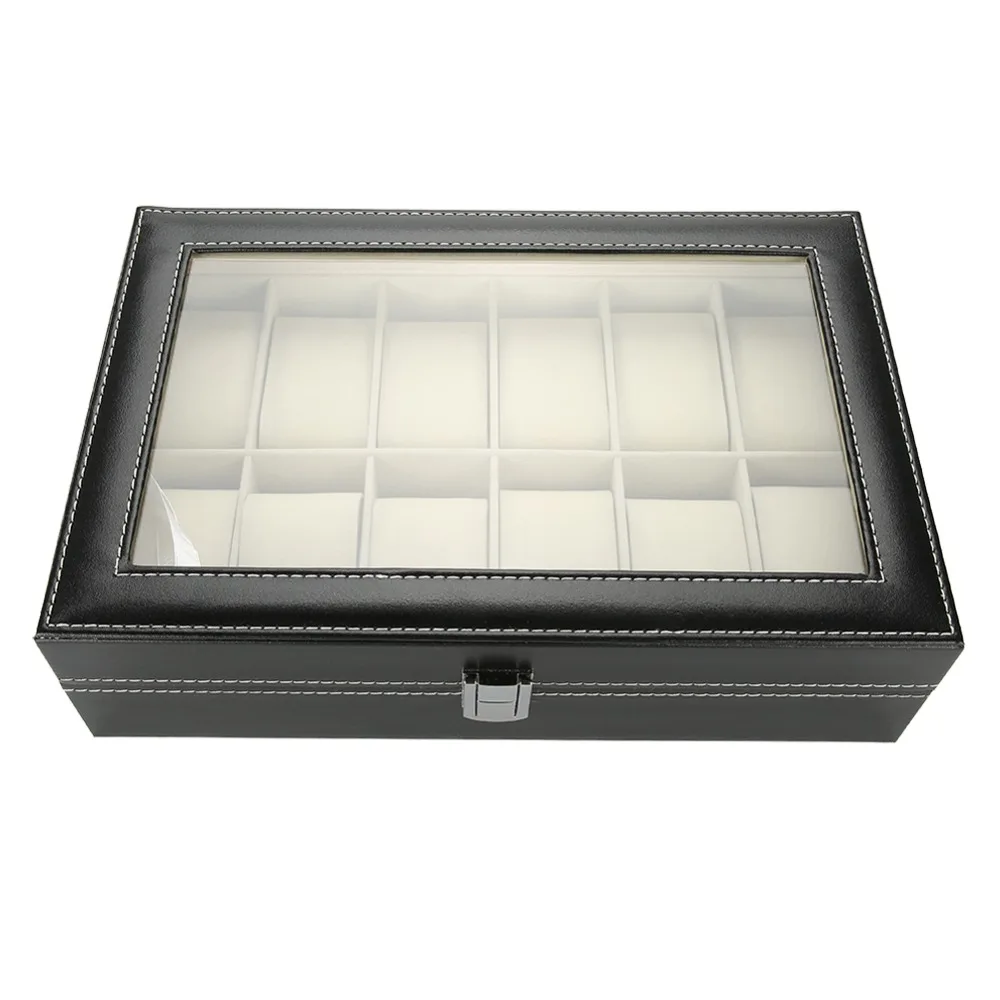 Compact 12 Slots Watch Box Multi-Function Portable Watch Case Durable Stylish Display Box Packaging