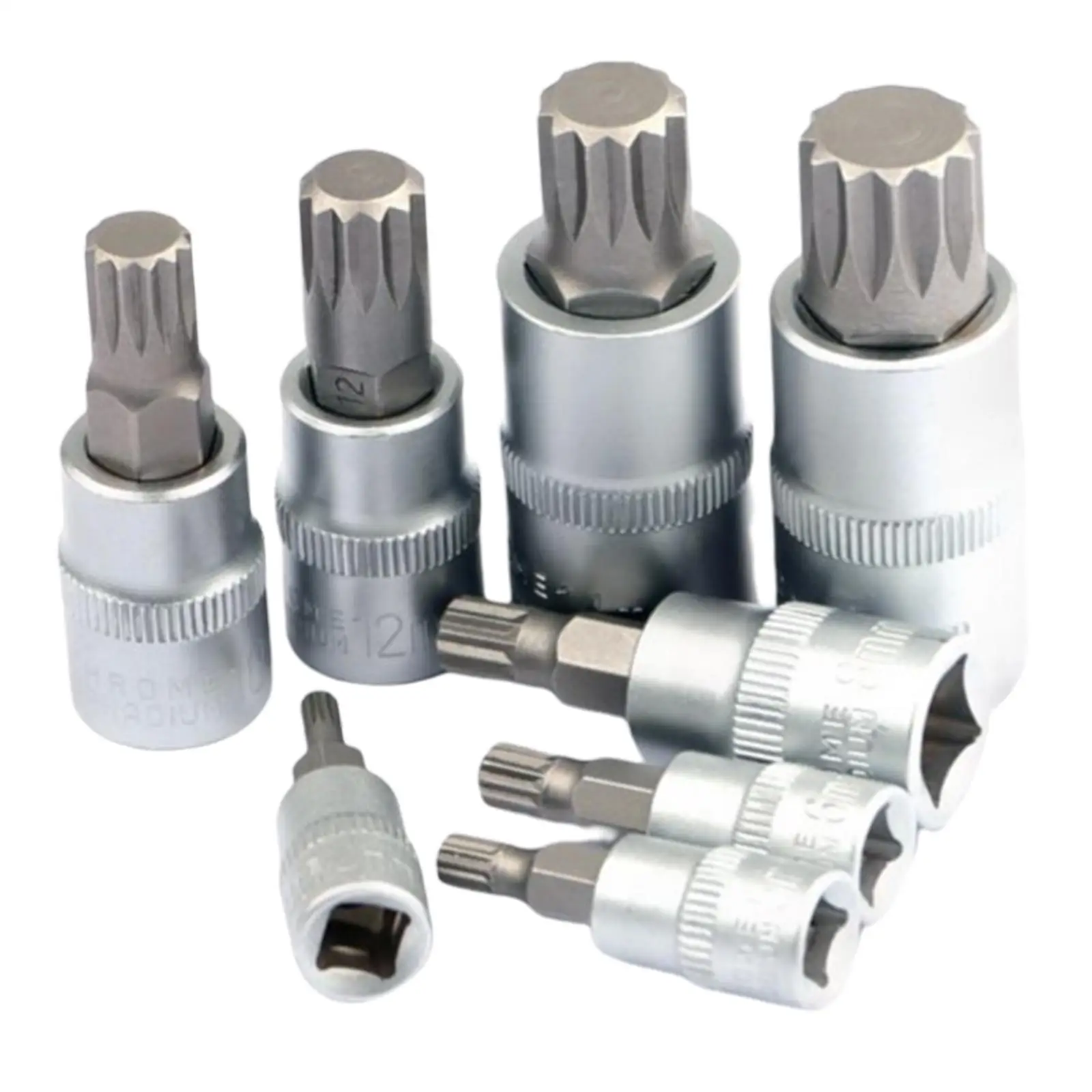 8x45 #   ชุดซ็อกเก็ตบิตเหล็ก 1/4 "3/8" 1/2 "อะแดปเตอร์ M4 ~ M16 Universal Key Spline