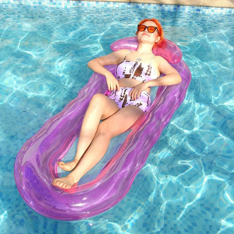 Popular, inflatable backrest floating bed water lounge chair pvc foldable lounge chair outdoor adult water lounge chair spot