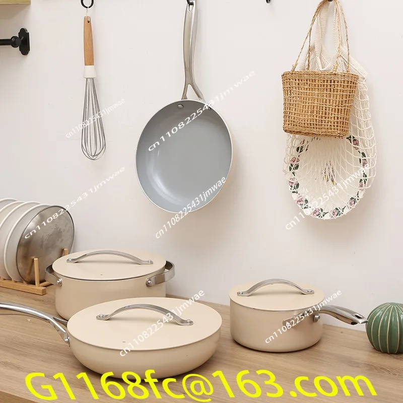 Hot Selling Aluminum Cookware, Ceramic Non Stick Pan, Frying Pan, Milk Pot, Holiday Gift Set of Seven Pieces, Pot Set