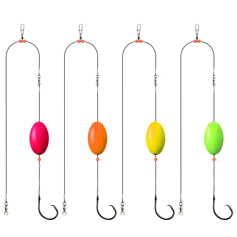 ZYZHE 1 Stück Meeresfischerei-Köderrig mit Schaumstoff-Schwimmer, 49 Stränge Stahldraht-Kreishaken, Salzwasser-Fischfinder-Rig, Hai-Rig – Detail 8