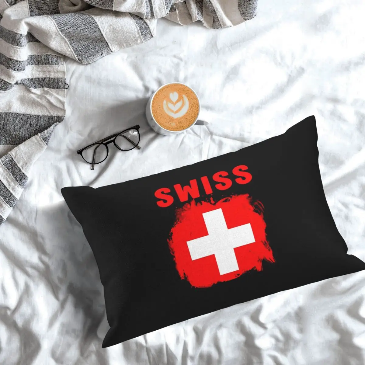 Swiss Switzerland Flag Rectangle Pillowcase Cushion Cover Decor Bedroom Bed Home Comfort Throw Pillow