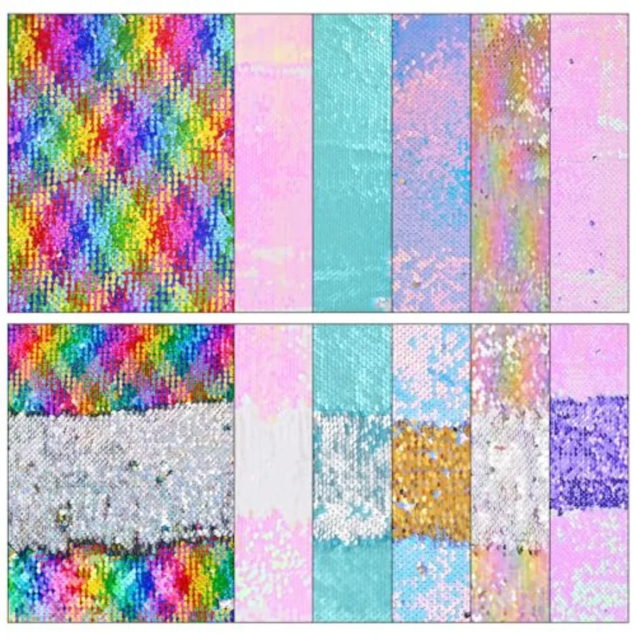 

12 шт., размер А4, двусторонняя блестящая ткань с блестками OneSide, красочные сенсорные предметы для развивающих игр и творческого ремесла Acti