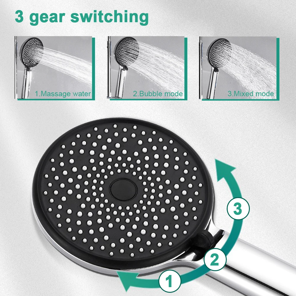 

Large Shower Head High Pressure Strong Current Water Saving Handheld ShowerHead 204 Water Outlets Self-cleaning Bathroom Shower