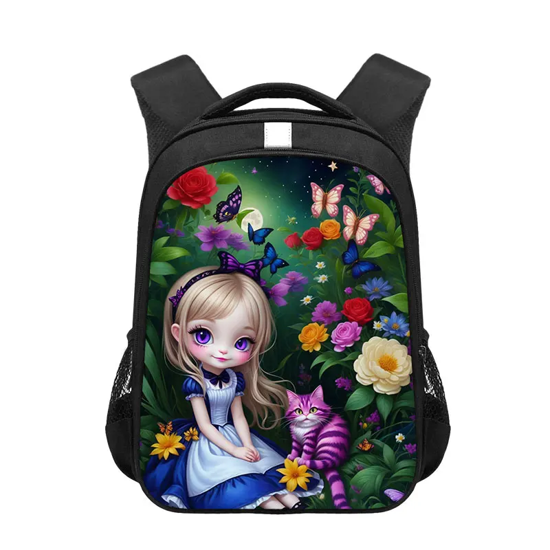 Gothic Girls Skull Print Backpack Fantasy Angel Women Rucksacks Children School Bag for Teenager Daypack Vampire Bat Book Bags