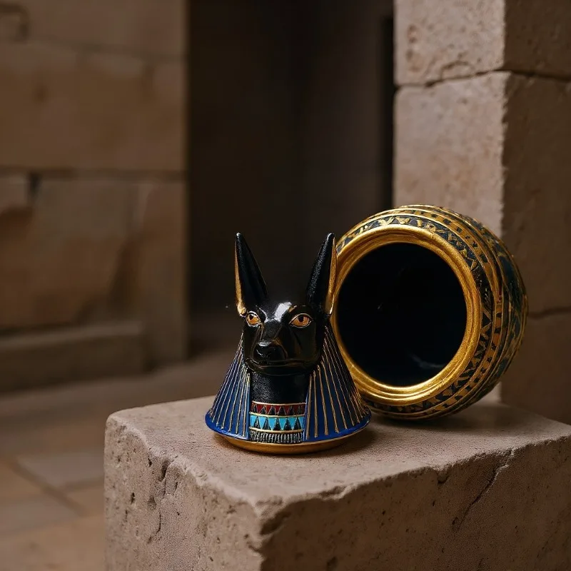 Ancient Pharaoh Style Pet Memorial Urn Guardian Dog Cat Ashes Urn Resin Statue Decorative Cremation Keepsake Ornament