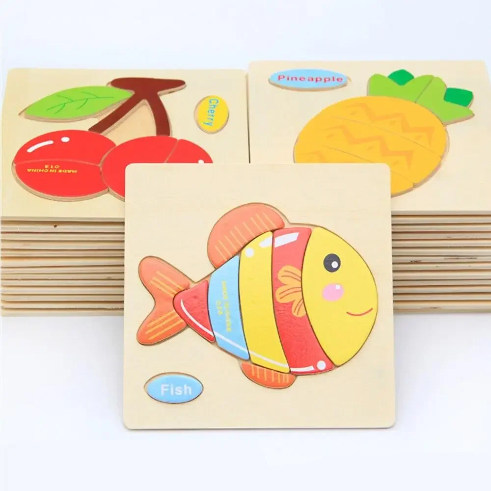 Baby Toys Wooden 3d Puzzle Cartoon Animal Intelligence Kids Educational Brain Teaser Children Tangram Shapes Learning Jigsaw