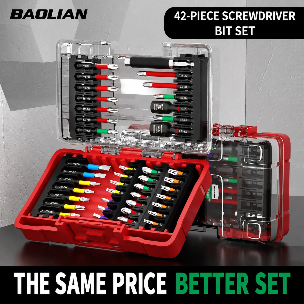 42PCS Color Coded Magnetic Screwdriver Bit Set Impact Driver Bits Power Drill Tool Kit for Electric Screwdriver Home DIY Repair