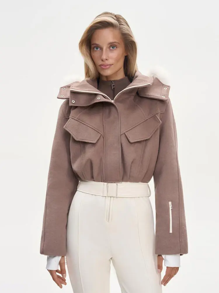 Brown Single Breasted Women's Jumpsuits Hooded Zipper Belt Solid Full Sleeve Fashion High Street Casual Rompers 2026 Winter