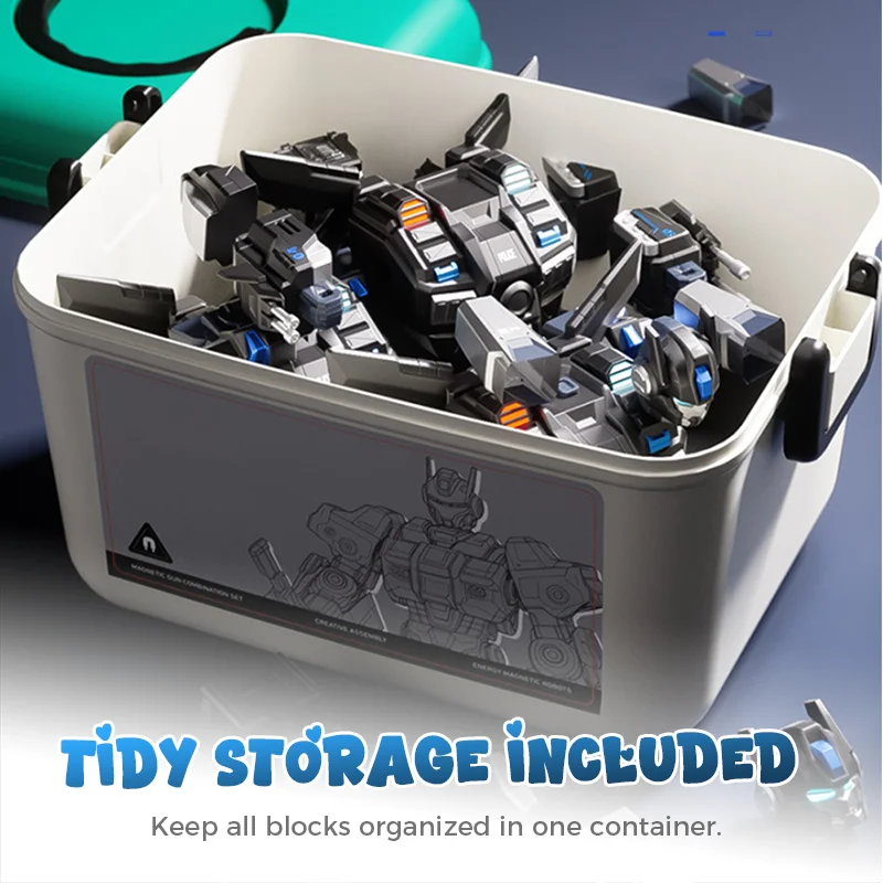 9 في 1 لعبة سيارة وروبوت متحولة مغناطيسية للأطفال، لعبة تجميع السيارة المغناطيسية للأولاد، لعبة تجميع الكتلة، روبوت تشوه #6