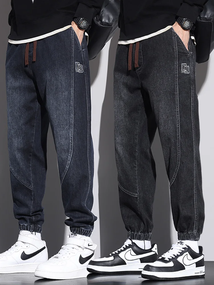 

Мужские джинсы свободного кроя на весну-осень, брюки-харланы для работы, повседневные спортивные из смесового хлопка и полиэстера, износостойкие