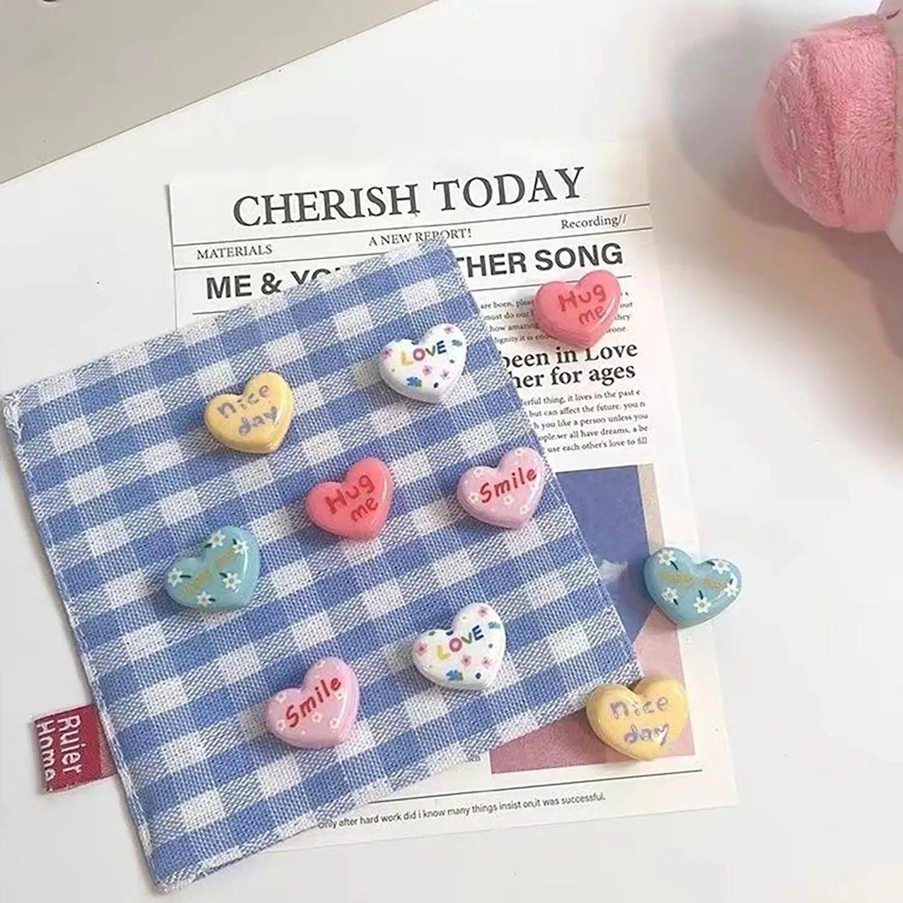 5/10pcs English Letter Heart-Shaped Refrigerator Magnets Suitable for Refrigerator, Office, Home, Whiteboard Decoration