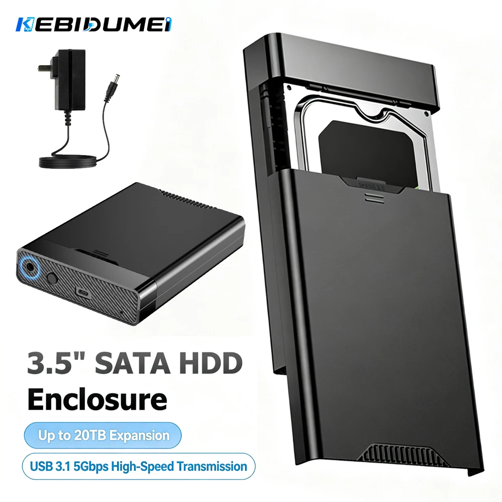 KEBIDUMEI 5Gbps USB 3.1 SATA to USB Adapter External HDD Enclosure 2.5 3.5 Inch SSD Case UASP High Speed Disk Box