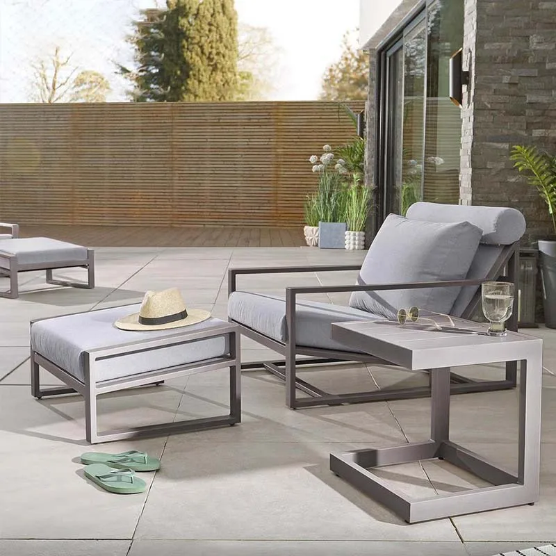 #Nordic Outdoor Sofa Chair Modern Balcony Courtyard Sunroom Aluminum Alloy Single Tea Table Combination