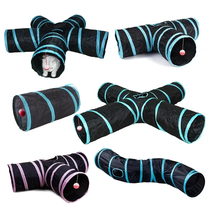 

Cat Tunnel Foldable kitty Tunnel Pet Supplies S T Y Cross Pass Play Tunnel Cat Toy Breathable Drill Barrel for Indoor Loud Paper