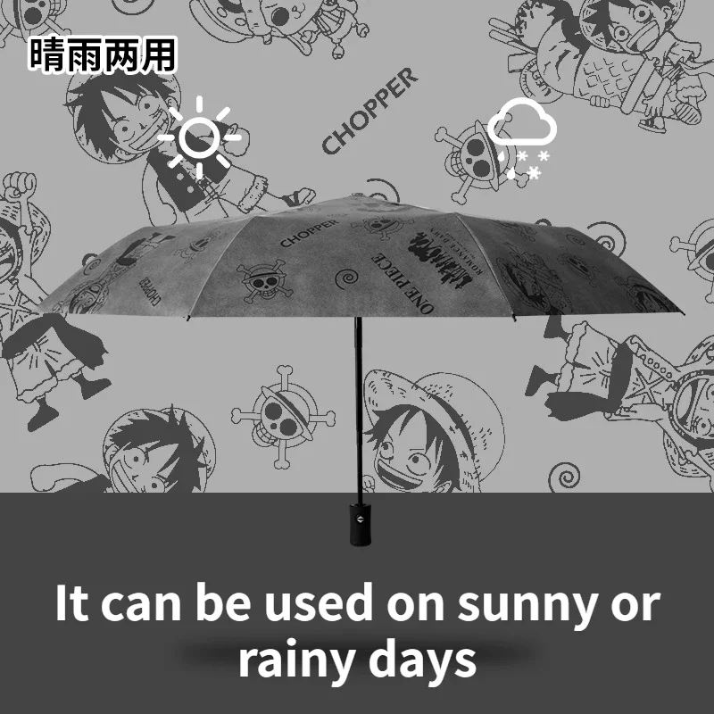 One Piece Umbrella 28cm for Rainy and Sunny Days Students Automatically Fold Umbrellas Cartoon Anime Umbrella UV-resistant