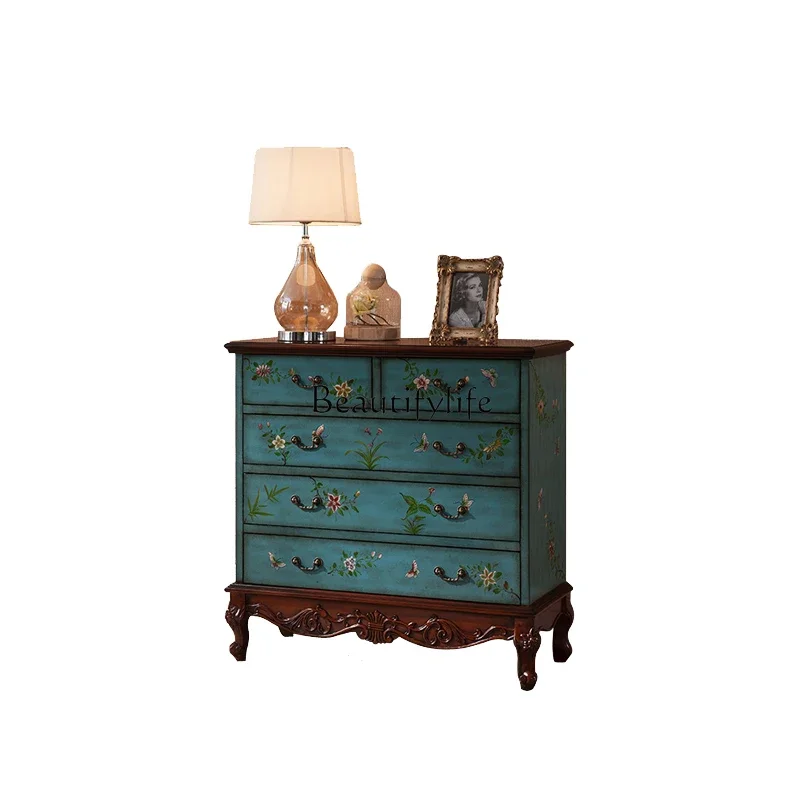 

ls 42European American solid wood hand-painted chest of drawers decorative locker
