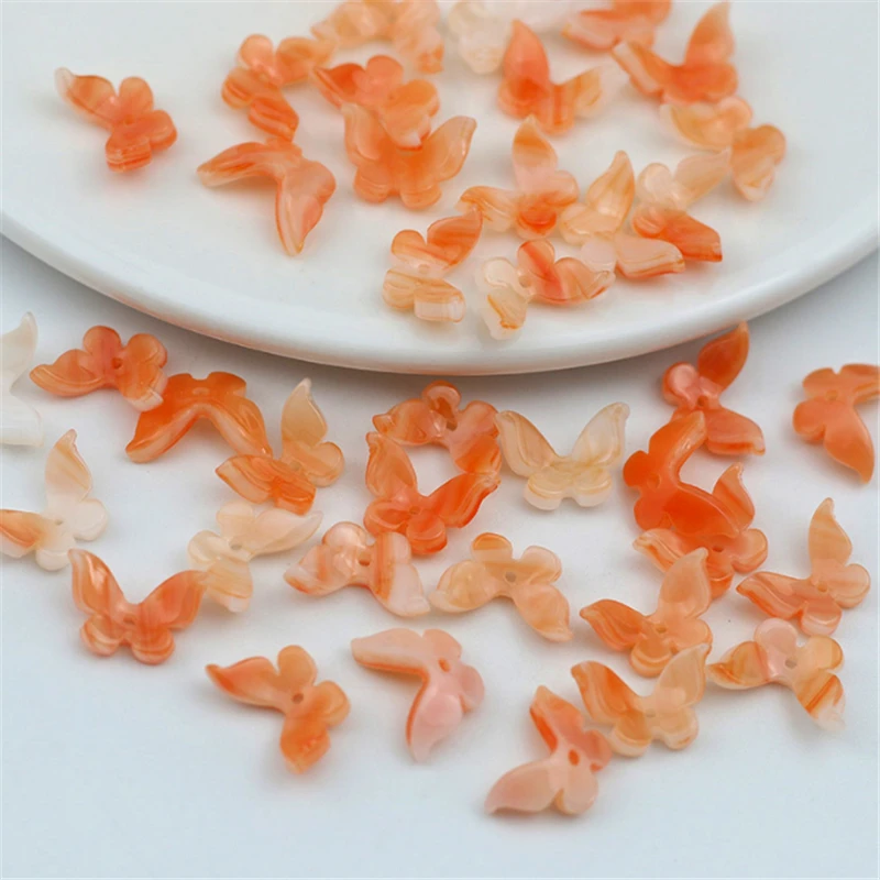 20Pcs/Lot New Acetic Acid Mini Butterfly Beads Charm Connectors Diy Ornament Earrings Hair Jewelry Making Accessories