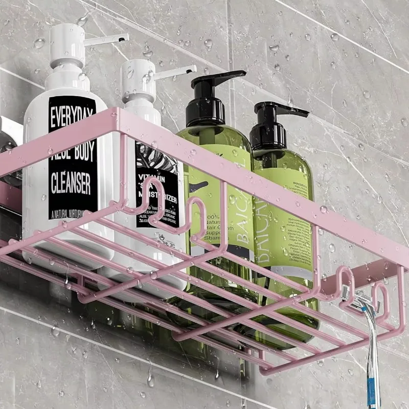 

Wall-Mounted Bathroom Organizer - No Drill Space-Saving Shelf for Cosmetics, Towels, Rustproof Durable Shower Sink Storage