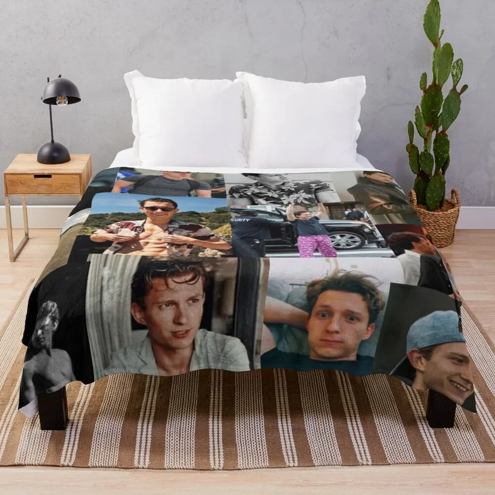 

Tom Holland collage Throw Blanket Color Fast Cozy Throw Blanket