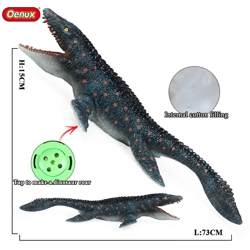 

Simulation large mosasaur soft rubber filled cotton sounding dinosaur animal model children vinyl rubber marine toy shark