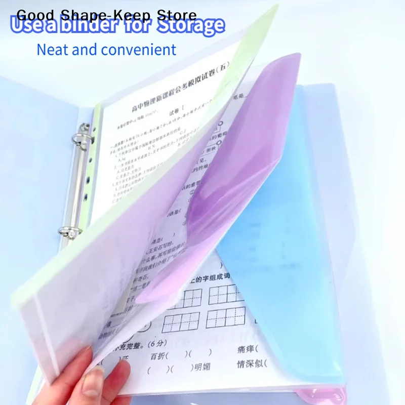 

A4/Long File Bag Loose Leaf Transparent Data Book 11Hole File Organizer Mixed Color Binder Pouch File folders and other storage