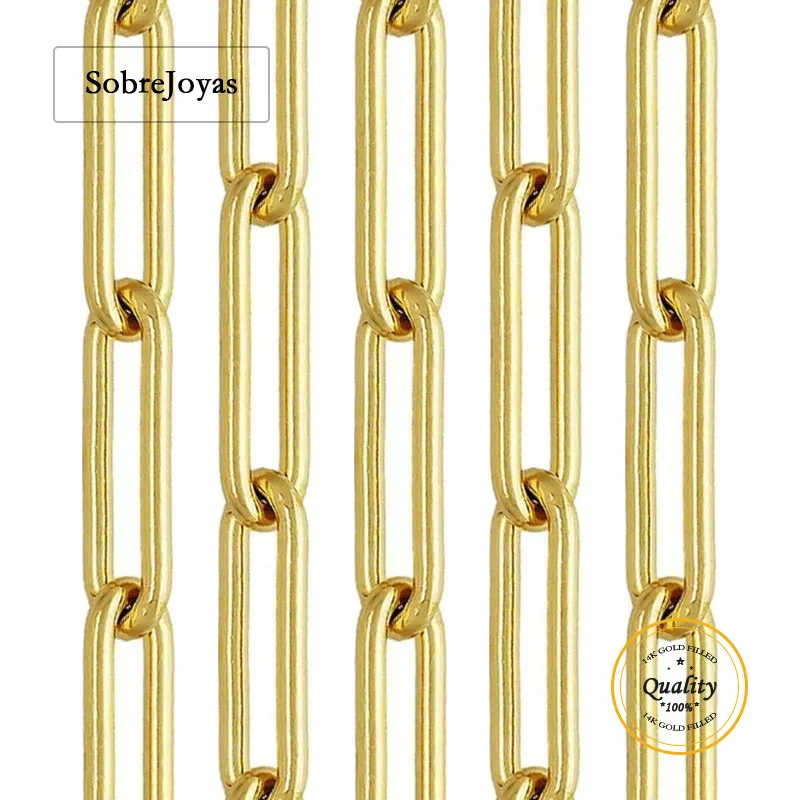 

4x14 мм позолоченная цепочка скрепки 14K Незавершенное прямоугольное кабельное ожерелье для изготовления ювелирных изделий оптом