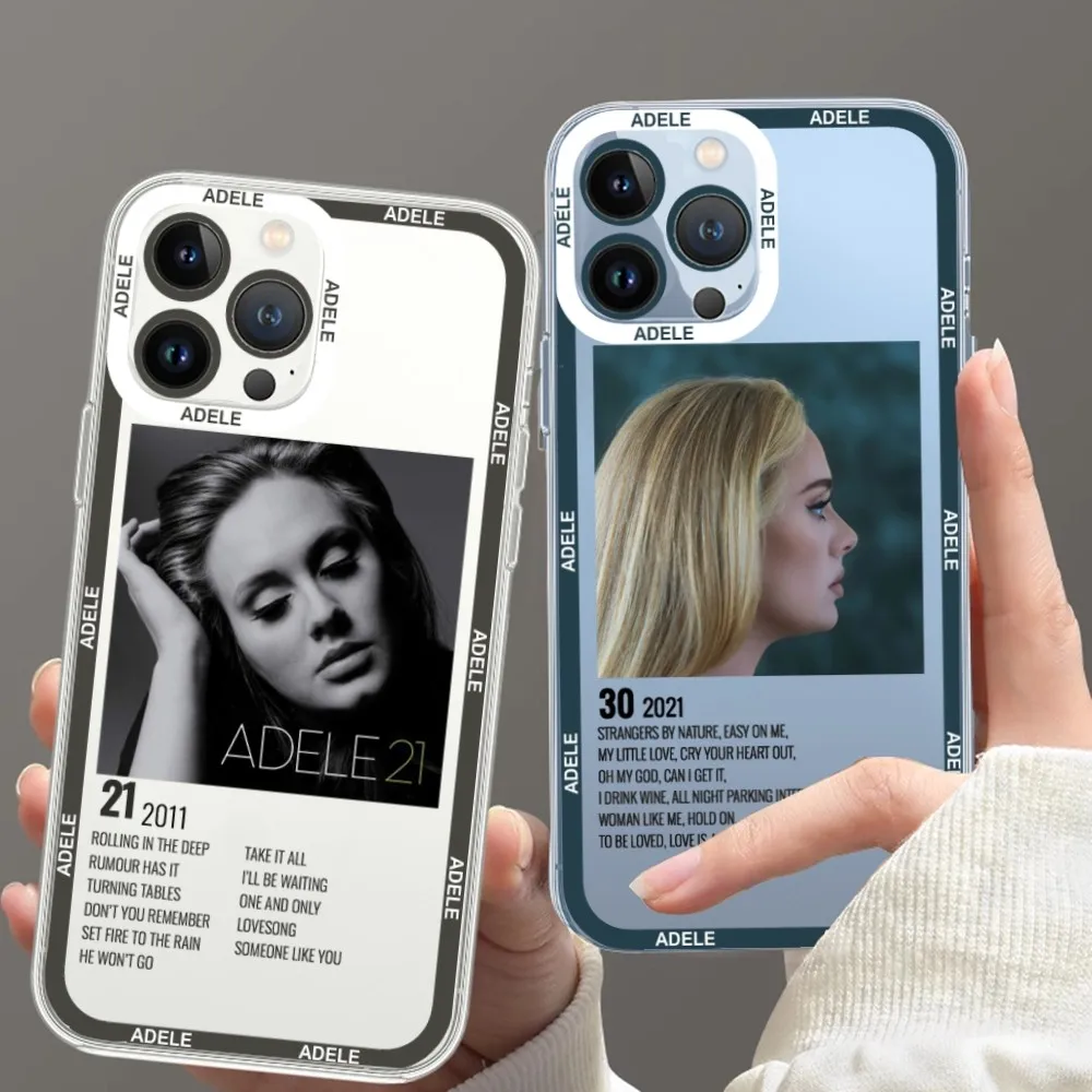 Singer Adele Adkins Phone Case For iPhone 11 12 Mini 13 14 Pro Max Transparent Shell